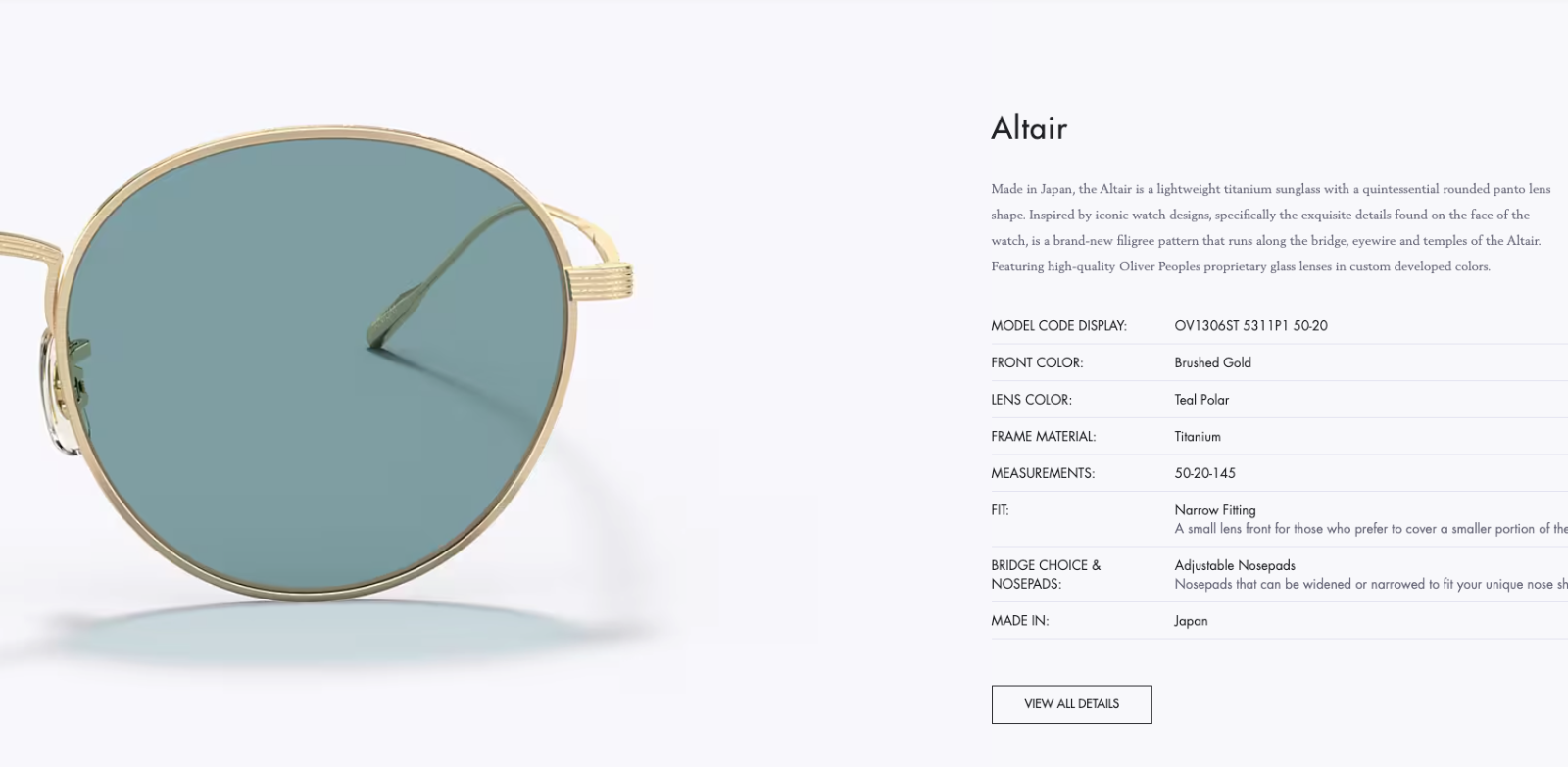 Pre-owned Oliver Peoples Altair 50mm Sun Ov1306st In Teal Polar Msrp$669