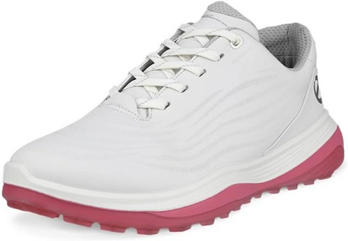 Pre-owned Ecco Women's Lt1 Hybrid Waterproof Golf Shoe In White/bubblegum