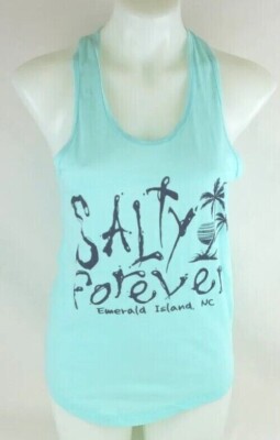 Exist ''Salty Forever Emerald Island'' Aqua Racer Back Tank Top Women's Sz XS New 
