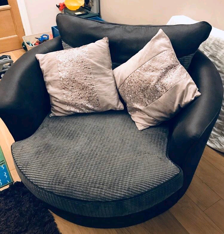 Grey Corner Sofa and Cuddle Swivel Chair | in Huddersfield, West Yorkshire | Gumtree