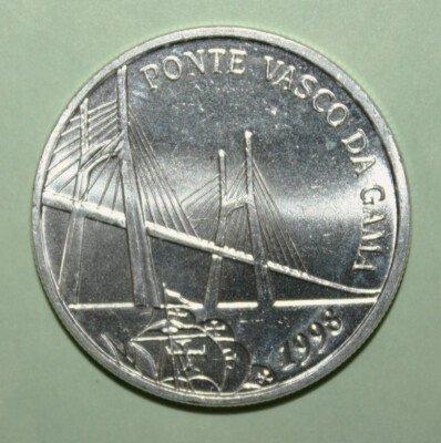 S1 - Portugal 500 Escudos 1998 Brilliant Unc Silver Coin - Vasco Da Gama Bridge