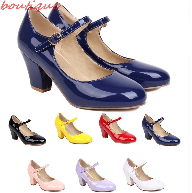 MUVEIL×Offen」round-MARYJANE 37 Women's Mary Jane Shiny 5cm