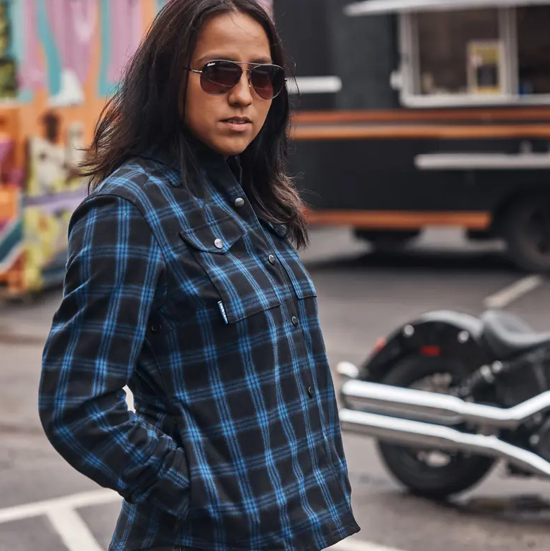Pre-owned Indian Motorcycle Women's Canyon Plaid Overshirt Blue 2864807