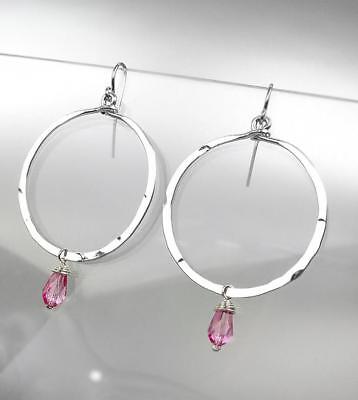 CHIC Artisanal Silver Ring Pink Tourmaline Crystal Earrings