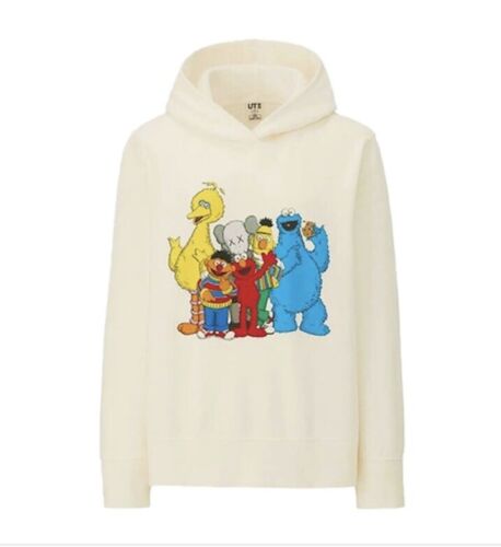 Pre-owned Kaws Uniqlo Sesame Street Hoodie Sweatshirt Asian Adult Size M In White