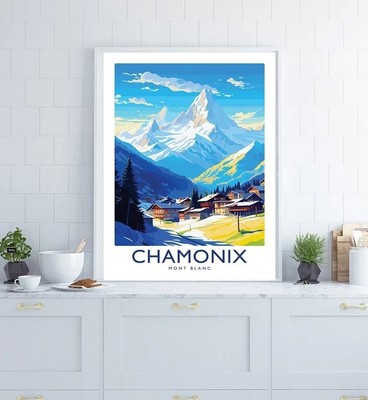 Chamonix Poster, Chamonix Mont Blanc Wall Art, Chamonix Wall Art