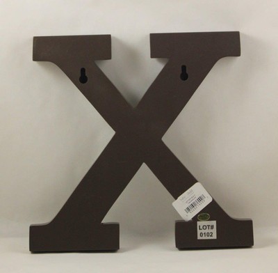 Restoration Hardware Decorative Wall Letter X Mint Green Brown Wood Large 9 Inch