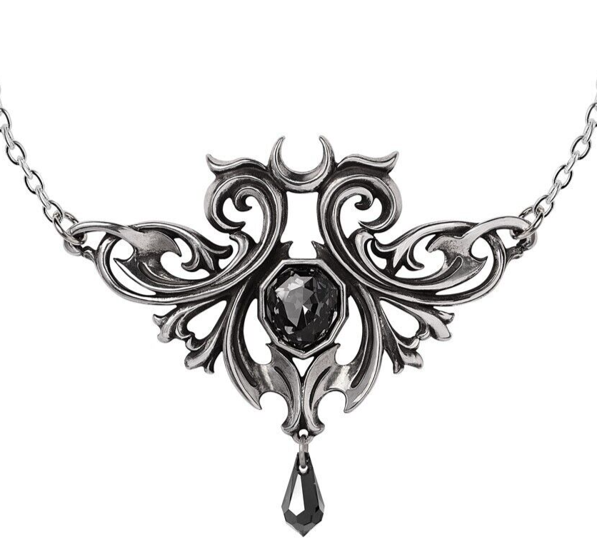 Alchemy Gothic Midnight Memorial Necklace Ornate Black
