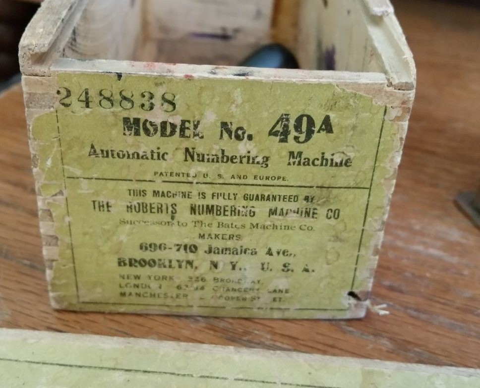 Vintage Roberts Model #49A Automatic Numbering Machine-Wooden Box-England