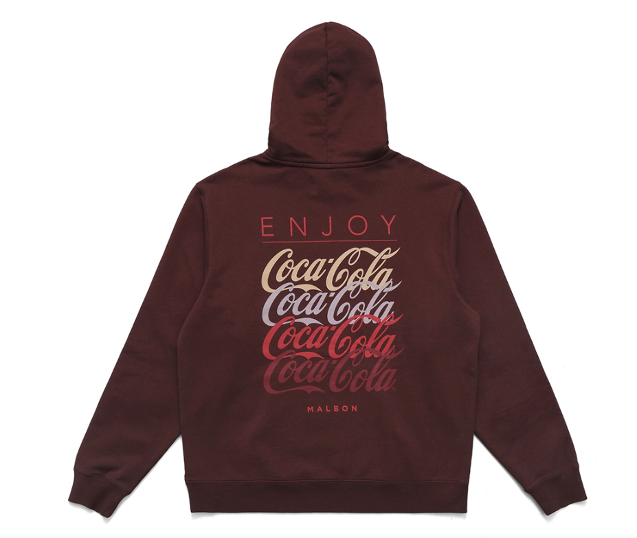 Pre-owned Malbon X Coca-cola Collaboration Enjoy Hoodie, Wine In Red