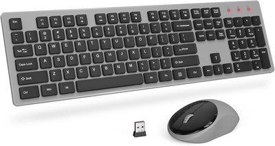 Wireless Keyboard and Mouse Silent 24GHz Cordless Full Size USB Mouse Combo