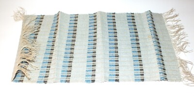 Vintage Loom Woven Placemat Blue Grey Fiber Art String Fabric Table Mat FC25