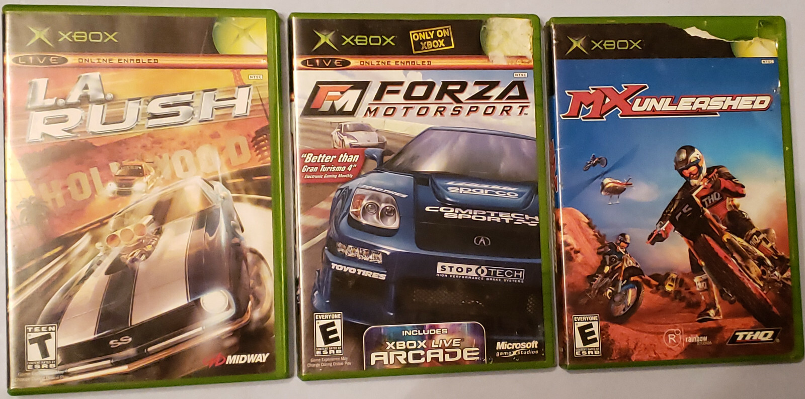 Lot of 3 Racing Games for Original XBOX LA Rush, Forza Motorsports 