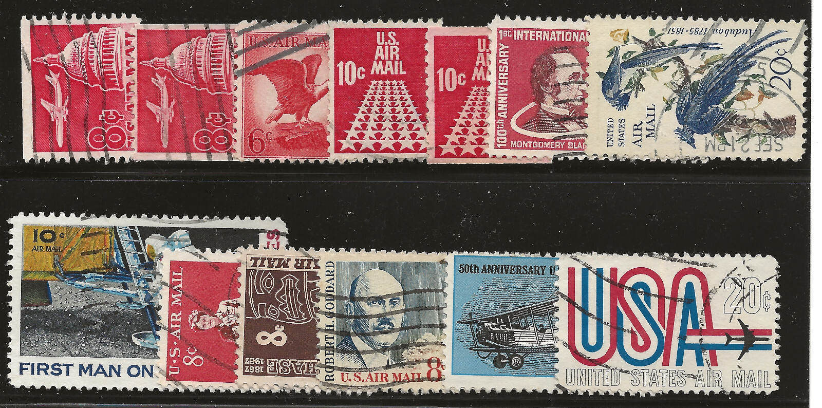 US Scott #C64-76, Singles 1962-69 Air Mail Complete Years