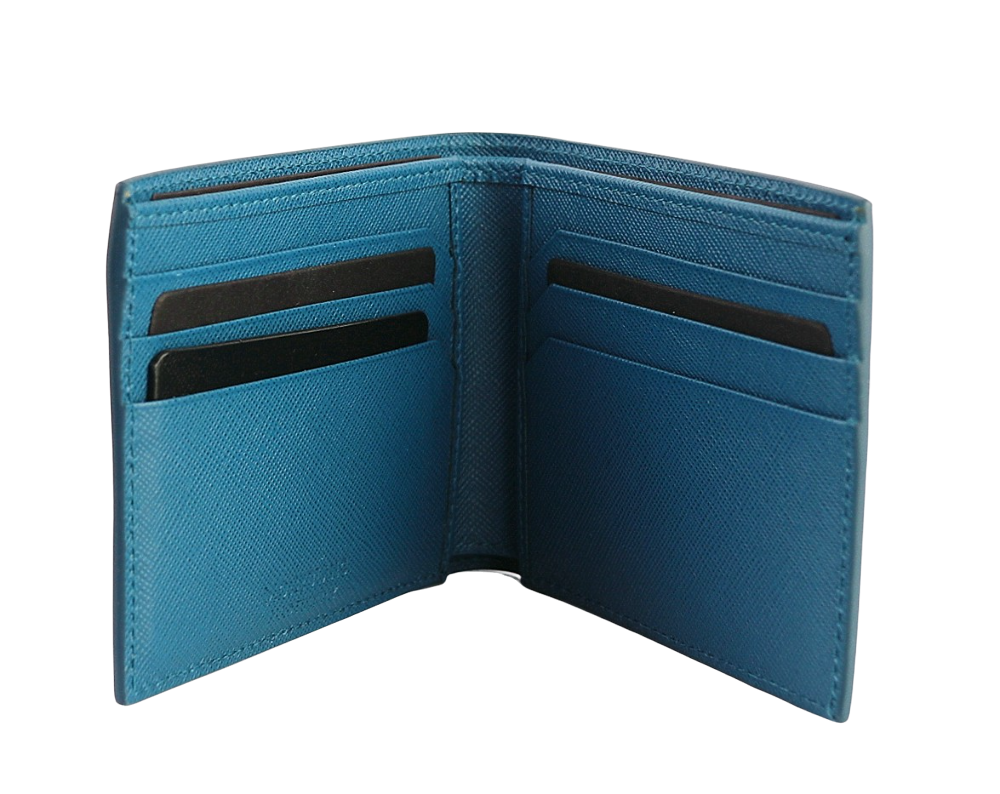 Pre-owned Montblanc Sartorial 6cc Wallet Petrol Blue Leather 124380 Italy Box Rare
