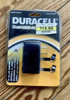 Duracell Dual USB AC Charger Model DU6102 charge 2 devices Phone Ect Universal ￼