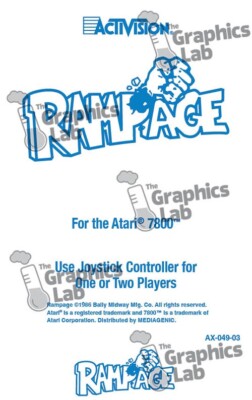 Replacement Game Cartridge Label - Rampage for Atari 7800