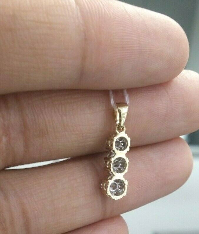 Pre-owned Handmade Deal 0.55 Ct 100% Natural Diamond Flower Cluster Journey Pendant 14k Gold 21mm In I