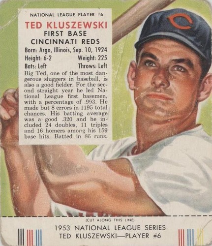 1953 Red Man Tobacco All-Star Team - Ted Kluszewski #6