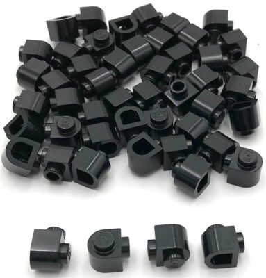 Lego 50 New Black Bricks Round 1 x 1 x 2/3 Half Circle Extended Side Stud Parts