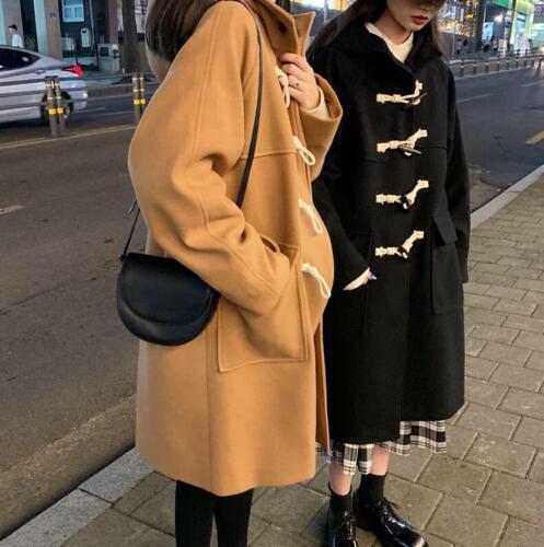 Women Hooded Faux Wool Toggle Duffel Coat Winter Retro Style Women Hooded Faux Wool Toggle Duffel Coat Winter Retro Style