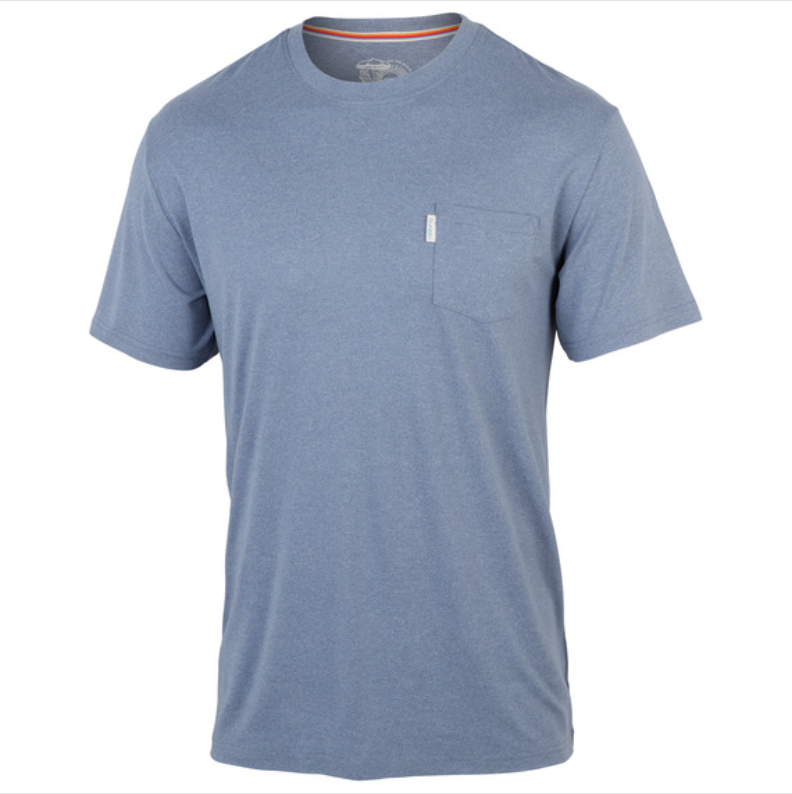 【YOURNUS】Big Pocket Half Shirt Laguna Men's Sun Shield Pocket Tee, X-Large, Blue, UPF 40
