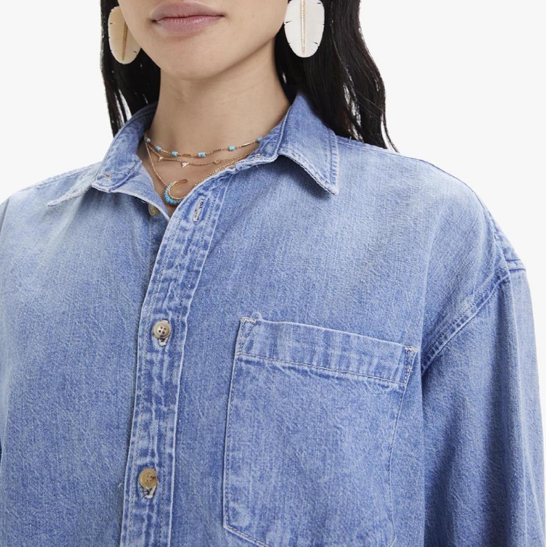 Pre-owned Mother The Overshirt / Spilled Salt In Blue