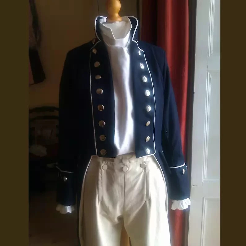 Pre-owned Handmade Regency Navy Blue Men's A Coat For A Naval Officer Coat