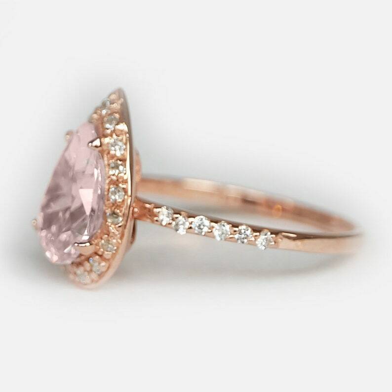Pre-owned Handmade Pear Morganite Ring, Morganite Engagement Ring, 14k Morganite Ring, Morganite In Pink