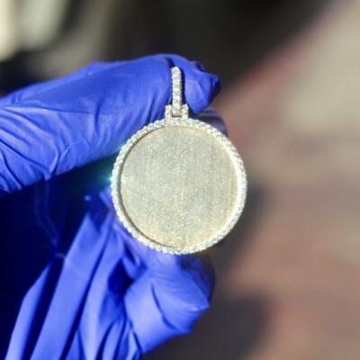 Pre-owned Nsg Men's Customized Memory Picture Pendant 3.25ct Cubic Zirconia 925 Silver In White