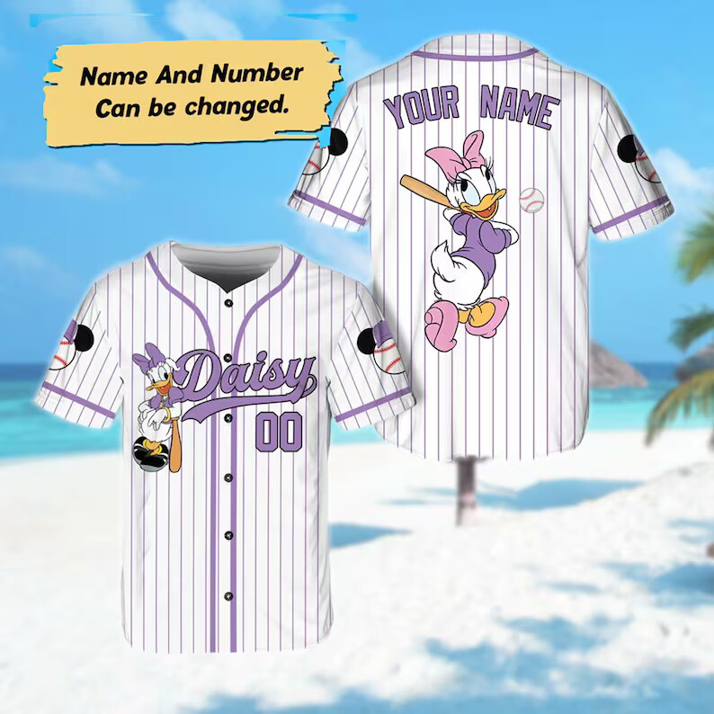 Custom Daisy Duck 3D Baseball Jersey Shirt MOTHER DAY GIFT ALL OVER PRINT