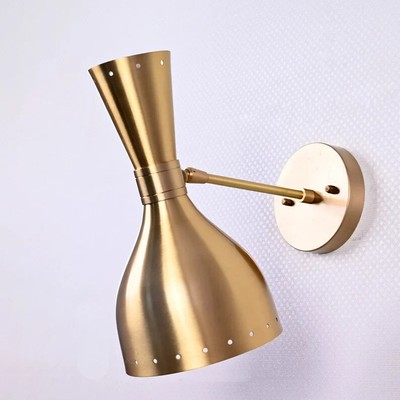 Pure Brass Diabolo Wall Sconce 2 Bulbs Brass Wall Lamp Vanity Light Fixture Twin