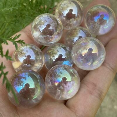 wholesale 1.1lbRainbow Aura Clear Quartz Crystal Ball,Titanium Rainbow Aura