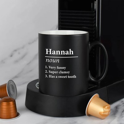Personalised Name Definition Grey Satin Mug Laser Engraved Gifts Ideas Presents