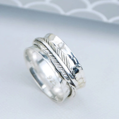 Leaf Spinner Ring 925 Sterling Silver Handmade Women Jewelry Gift For Her K-951
