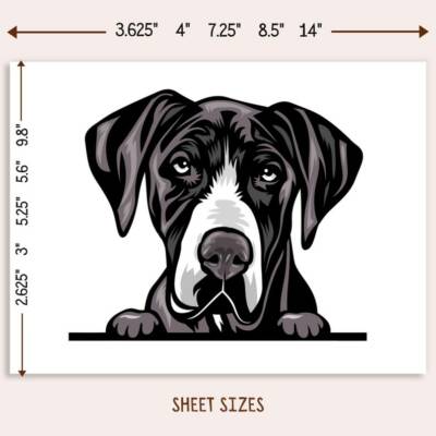 Realistic Great Dane Car Decal / Peeking Dog Vinyl Window Sticker Waterproof