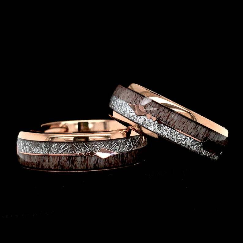 Pre-owned Rings Paradise Mens Wedding Band, Women Ring, Unique Wedding Band, Ring, Rose Gold Tungsten Car