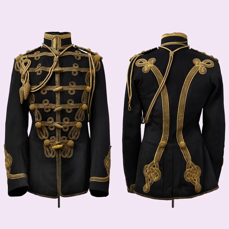 Pre-owned Handmade Mens 19th Hussars Officer's Tunic, Wool Hussar Jacket, Military Wears Jacket In Blue