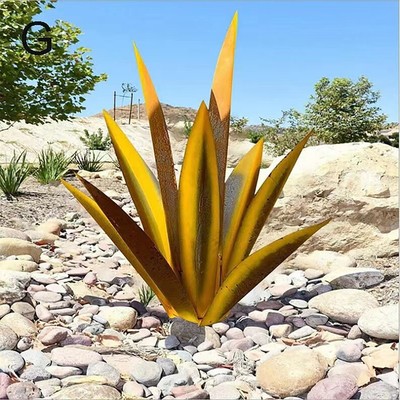 27/35cm Metal Agave Plant Art Craft Ornament Garden Yard Sculpture Outdoor Decor
