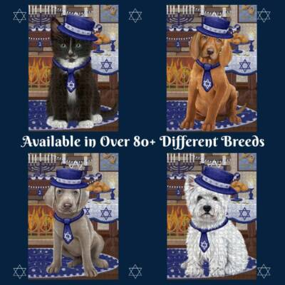 Happy Hanukkah Dog Cat Pet Photo Lovers Jigsaw Puzzle with Photo Tin