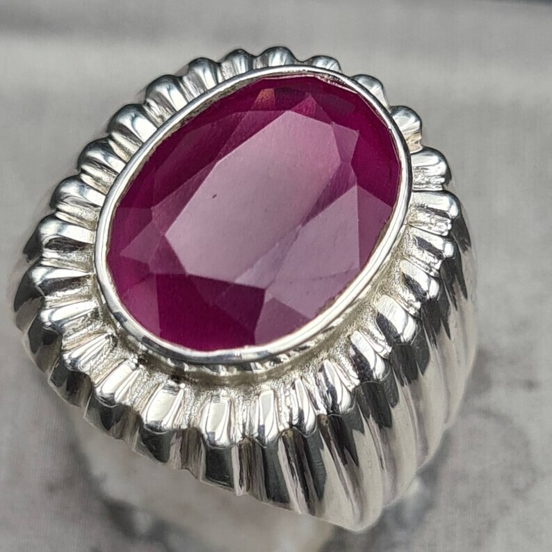 Pre-owned Handmade Mens Ruby Ring From African Mines High Quality Flux Filled Mens Ruby Pink Ruby