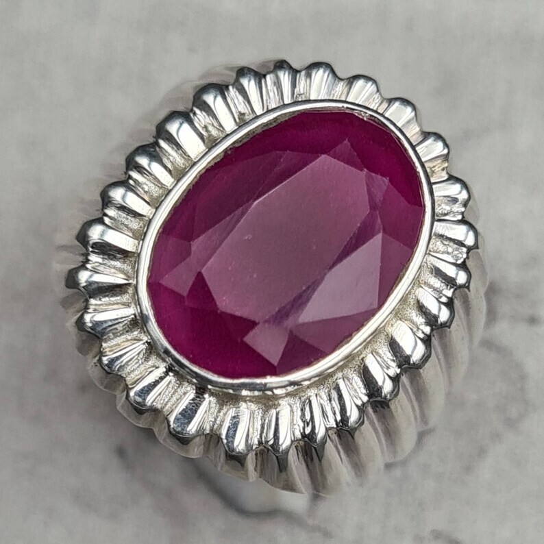 Pre-owned Handmade Mens Ruby Ring From African Mines High Quality Flux Filled Mens Ruby Pink Ruby
