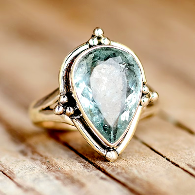 Silver aquamarine sales ring