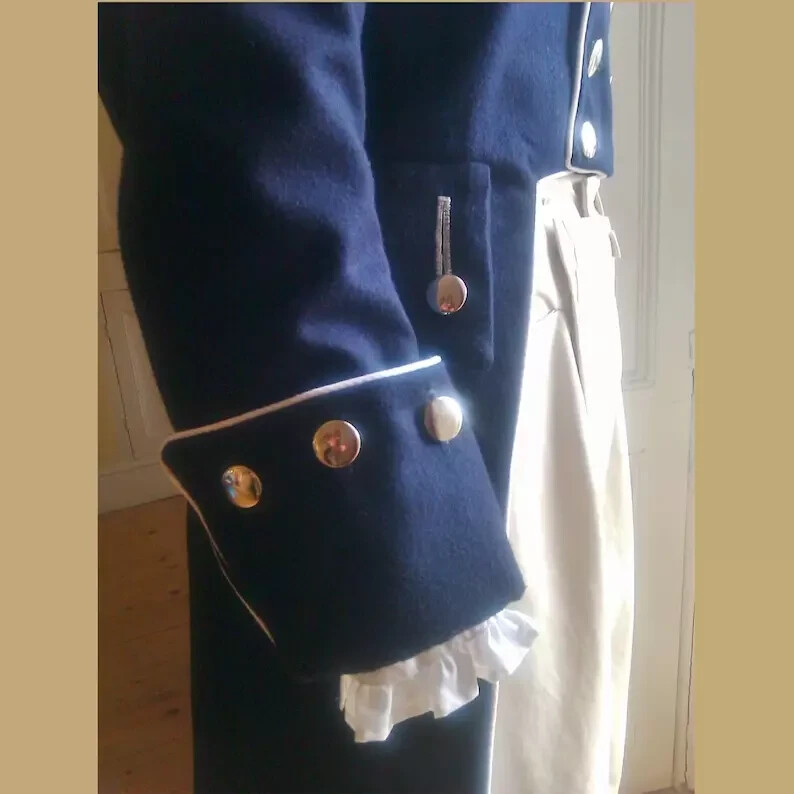 Pre-owned Handmade Regency Navy Blue Men's A Coat For A Naval Officer Coat