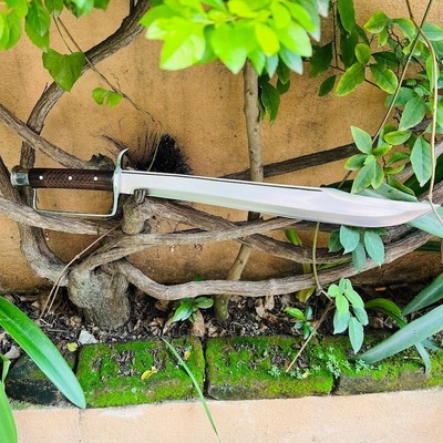 Custom Handmade Carbon Steel Blade Dragon Tooth Sword-Camping-Hunting-Full Tang