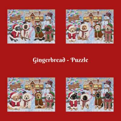 Christmas Gingerbread Cookie Dog Cat Pet Jigsaw Puzzle with Photo Tin Games