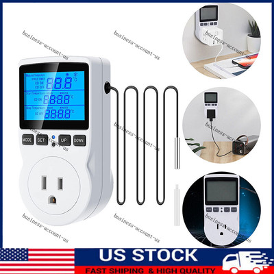 Digital Thermostat Outlet Plug Temperature Controller Heating Cooling with Probe