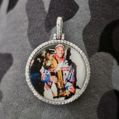 Pre-owned Nsg Men's Customized Memory Picture Pendant 3.25ct Cubic Zirconia 925 Silver In White
