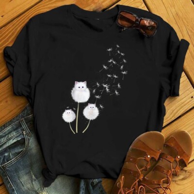 Cat Dandelion Flower T shirt Cat Lover Gifts - Cat Lover Gift, Funny Cat Shirt,