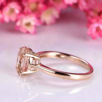 Pre-owned Nsg 2 Ct Morganite Simulated Womens Solitaire Wedding Ring 14k Rose Gold Over Silver In Pink